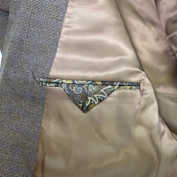 Lauren Ralph Lauren Men’s Brown Check Blazer 42L – Subtle Blue Accent Sport Coat - Picture 8 of 10